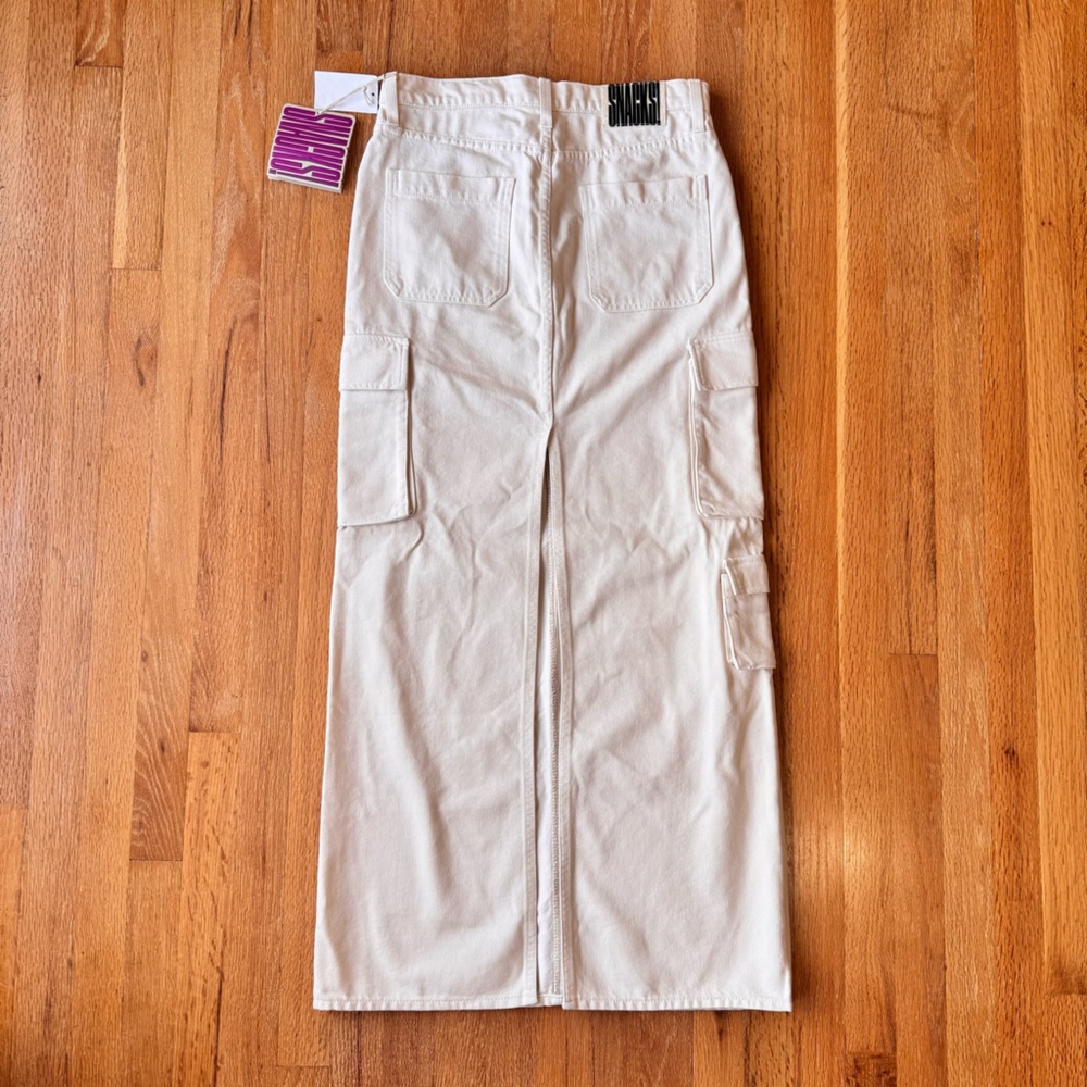 MOTHER Fun Dip Denim Cargo Maxi Skirt White Size 28 (Fits 6) NWT - Picture 4 of 16